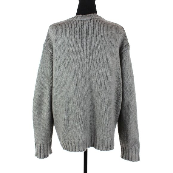 Wooden Ships Believe Red Grey Cozy Chunky Knit Pullover Crewneck Sweater M L - Picture 5 of 7